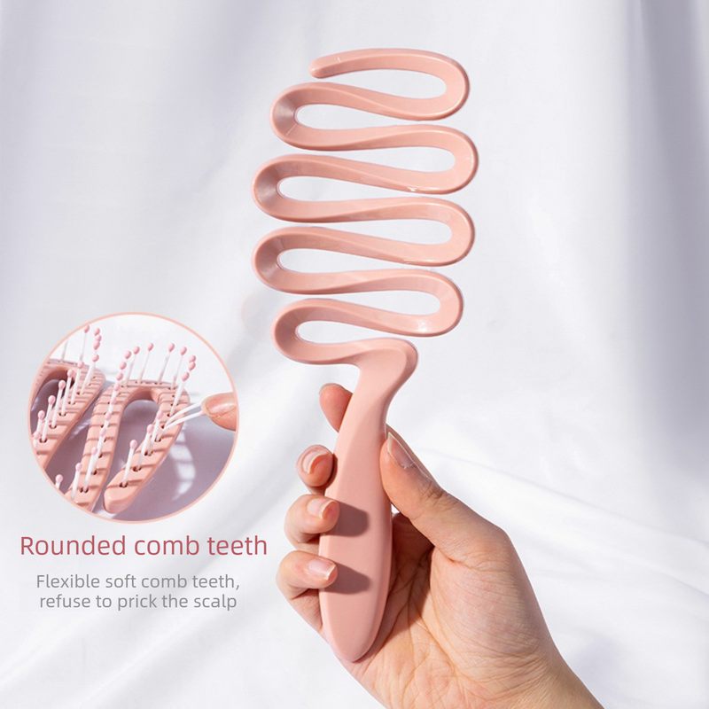 Ribbon Large Curved Hair Comb, Long & Curly Hair Styling Comb for Women—White