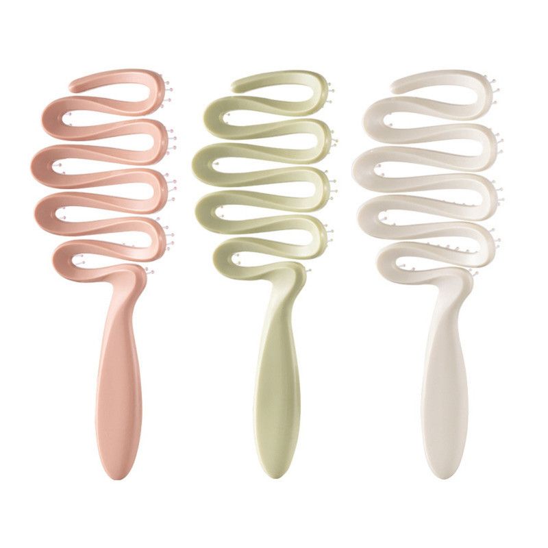 Ribbon Large Curved Hair Comb, Long & Curly Hair Styling Comb for Women—White