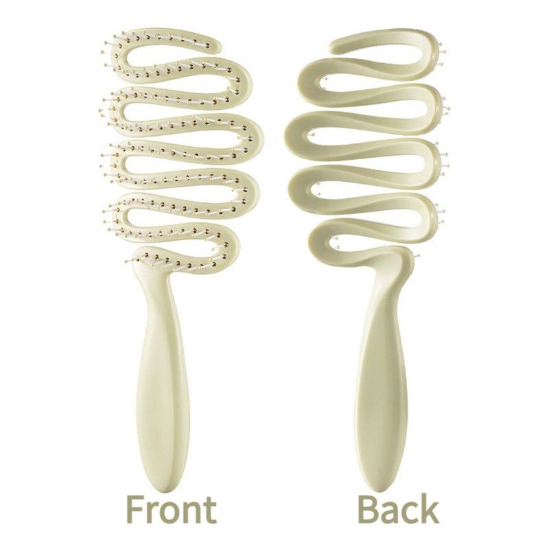 Ribbon Small Curved Hair Comb, Styling Comb for Long & Curly Hair for Women—Green
