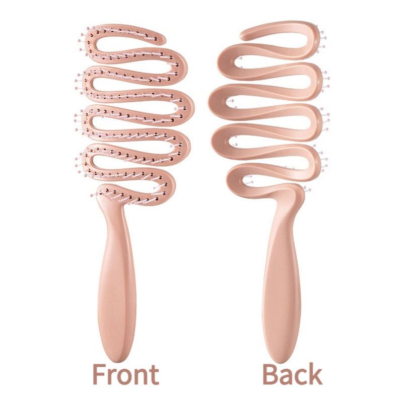 Ribbon Small Curved Hair Comb, Styling Comb for Long & Curly Hair for Women—Pink