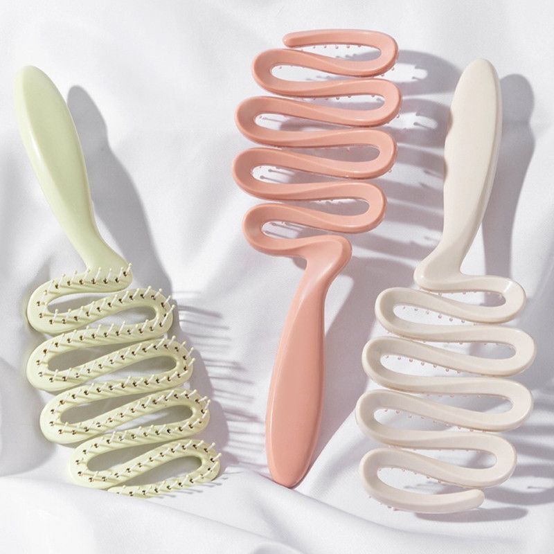 Ribbon Small Curved Hair Comb, Styling Comb for Long & Curly Hair for Women—White