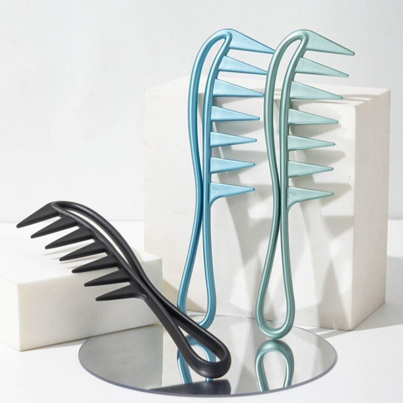 Men's Vintage Pompadour Wide-Tooth Comb, Slick-Back Styling Hair Comb, Plastic Hairdressing Comb—Blue