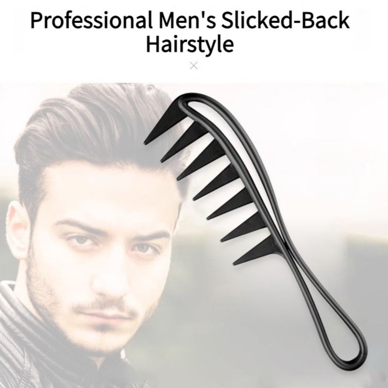 Men's Vintage Pompadour Wide-Tooth Comb, Slick-Back Styling Hair Comb, Plastic Hairdressing Comb—Green