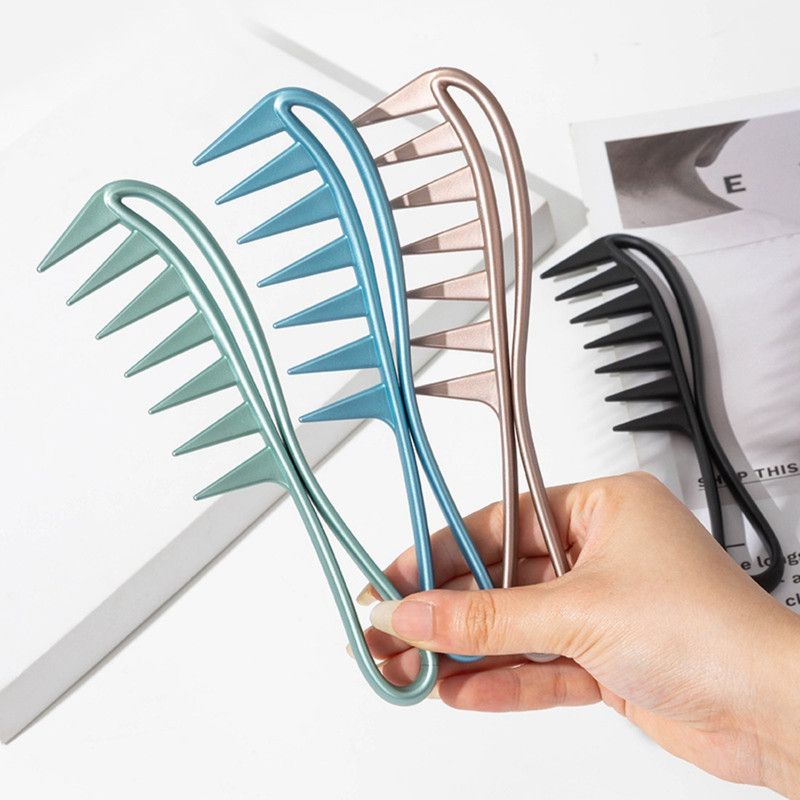 Men's Vintage Pompadour Wide-Tooth Comb, Slick-Back Styling Hair Comb, Plastic Hairdressing Comb—Green