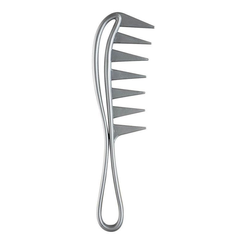 Men's Vintage Pompadour Wide-Tooth Comb, Slick-Back Styling Hair Comb, Plastic Hairdressing Comb—Silver