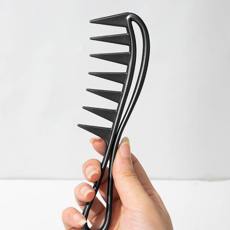Men's Vintage Pompadour Wide-Tooth Comb, Slick-Back Styling Hair Comb, Plastic Hairdressing Comb—Silver