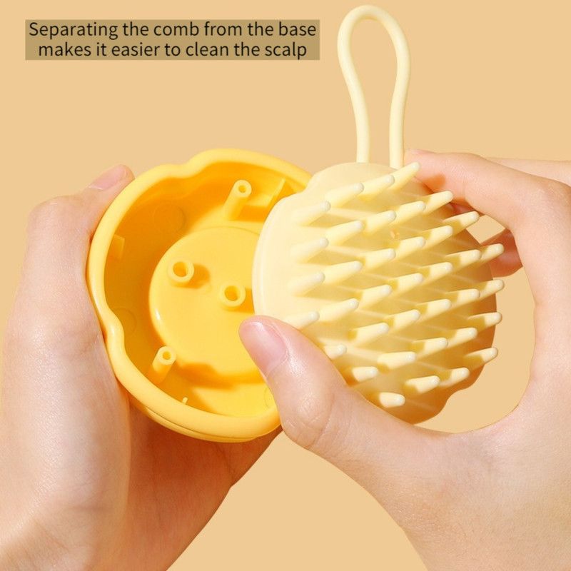 Silicone Shampoo Brush, Wet & Dry Scalp Massage Comb, Cleaning Itch Relief Hair Washing Brush—Pink