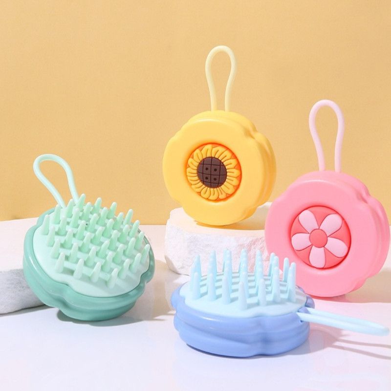 Silicone Shampoo Brush, Wet & Dry Scalp Massage Comb, Cleaning Itch Relief Hair Washing Brush—Pink