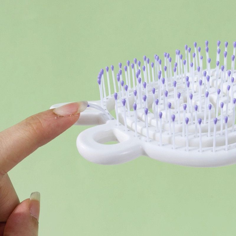 Hollow Massage Comb, Household Detangling Hair Comb, Women's Fluffy No-Pull Hair Brush—Green