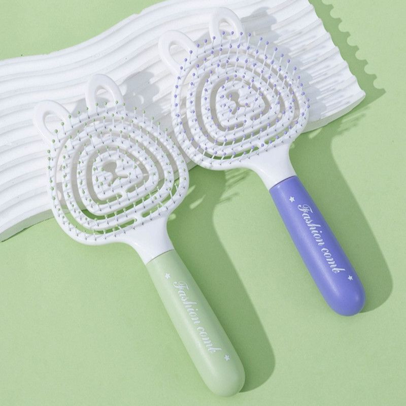 Hollow Massage Comb, Household Detangling Hair Comb, Women's Fluffy No-Pull Hair Brush—Green