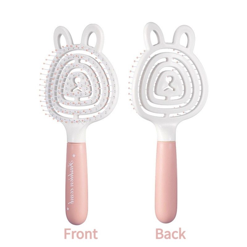 Hollow Massage Comb, Household Detangling Hair Comb, Women's Fluffy No-Pull Hair Brush—Pink