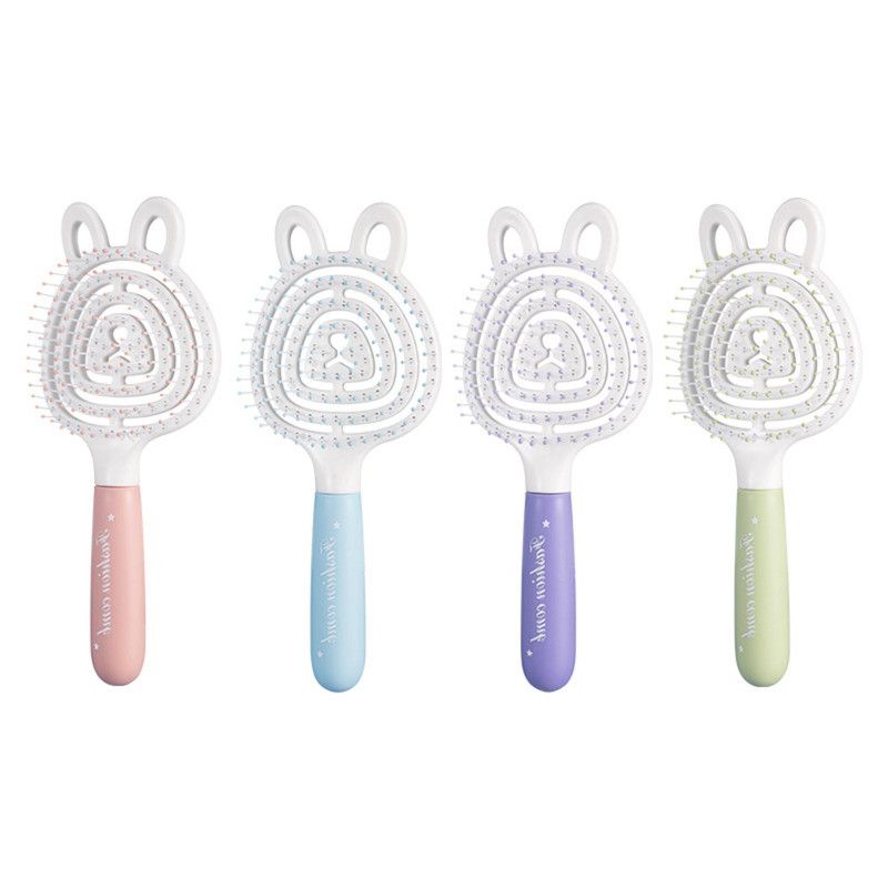 Hollow Massage Comb, Household Detangling Hair Comb, Women's Fluffy No-Pull Hair Brush—Pink
