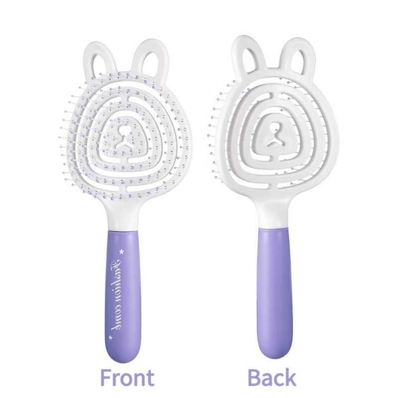 Hollow Massage Comb, Household Detangling Hair Comb, Women's Fluffy No-Pull Hair Brush—Purple