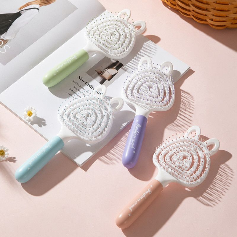 Hollow Massage Comb, Household Detangling Hair Comb, Women's Fluffy No-Pull Hair Brush—Purple