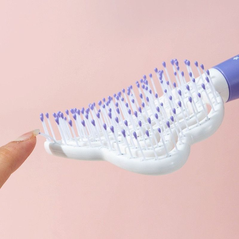 Star-Shaped Hollow Detangling Brush, Women's Elastic Hair Comb, Scalp Massage Hair Brush—Blue
