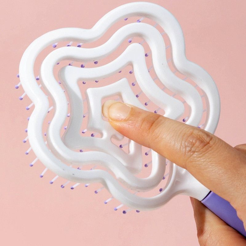 Star-Shaped Hollow Detangling Brush, Women's Elastic Hair Comb, Scalp Massage Hair Brush—Purple
