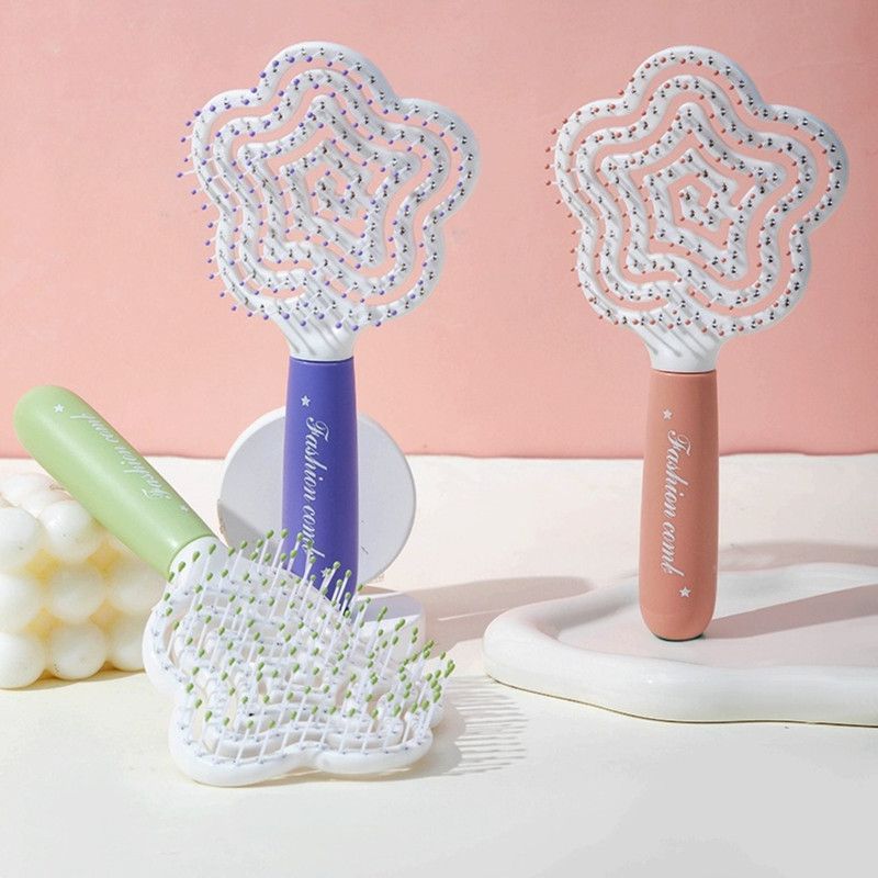 Star-Shaped Hollow Detangling Brush, Women's Elastic Hair Comb, Scalp Massage Hair Brush—Purple