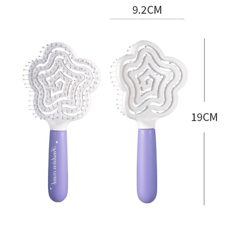 Star-Shaped Hollow Detangling Brush, Women's Elastic Hair Comb, Scalp Massage Hair Brush—Purple