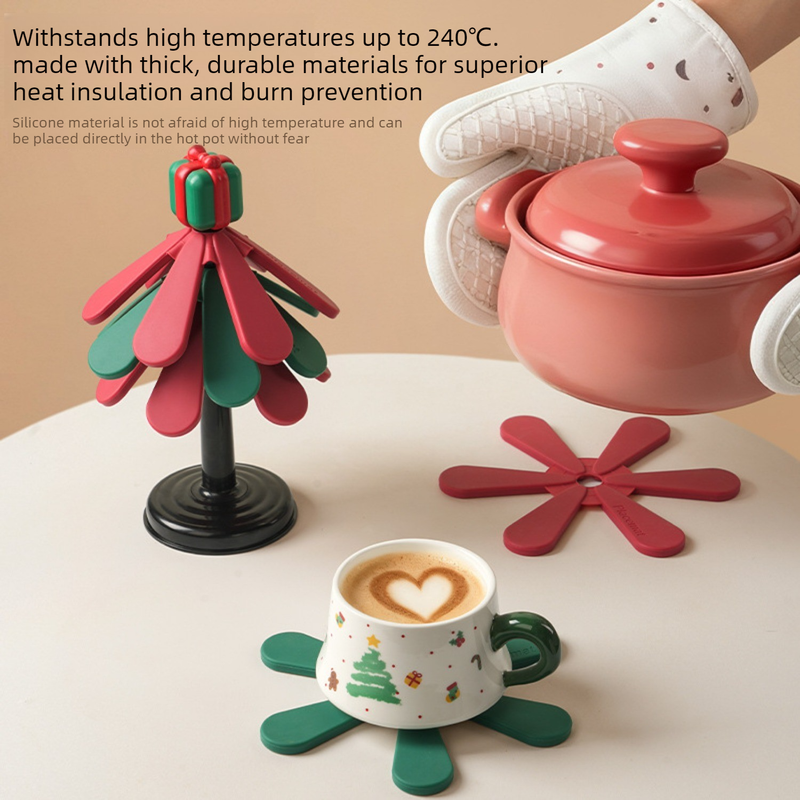 Christmas Tree Trivet, Creative Foldable Heat Resistant Pot Mat & Table Decor