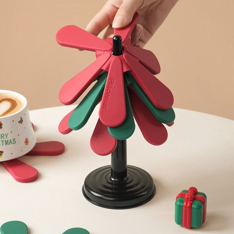 Christmas Tree Trivet, Creative Foldable Heat Resistant Pot Mat & Table Decor