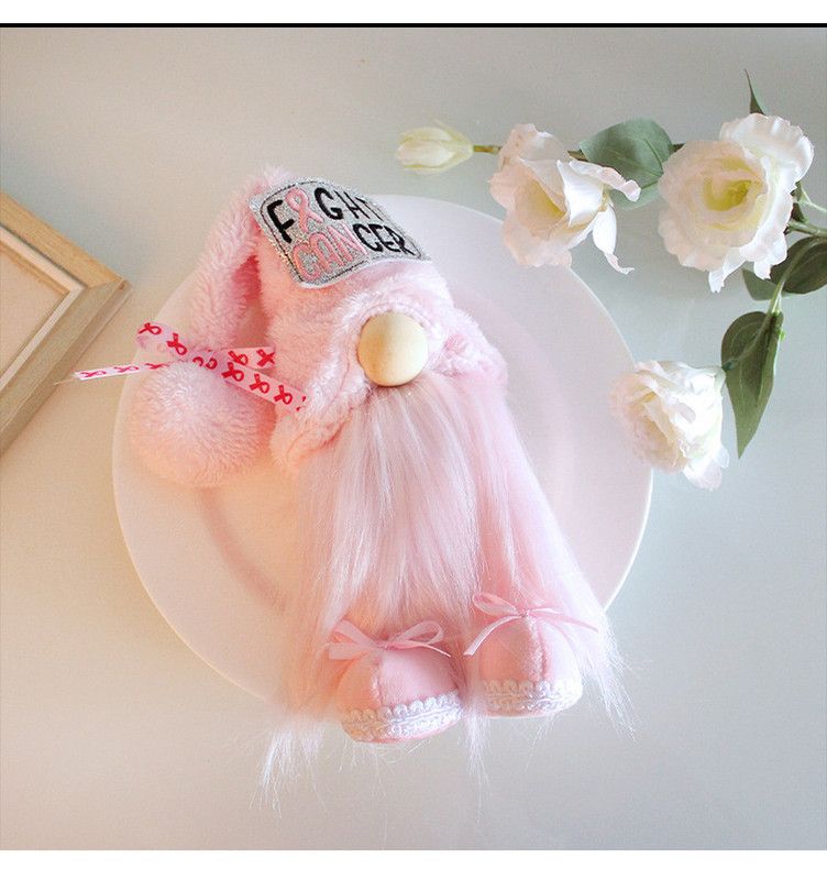 1pc Plush standing gnome doll — faceless old man figurine, festive tabletop ornament and gift.Pink get-well soon gnome doll