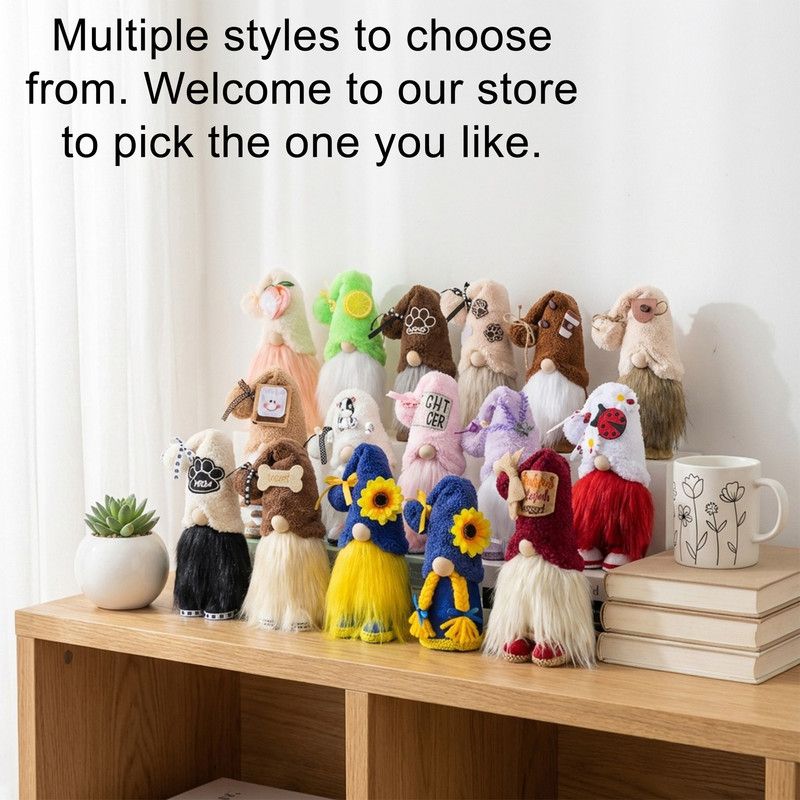 1pc Plush standing gnome doll — faceless old man figurine, festive tabletop ornament and gift.Alphabet gnome