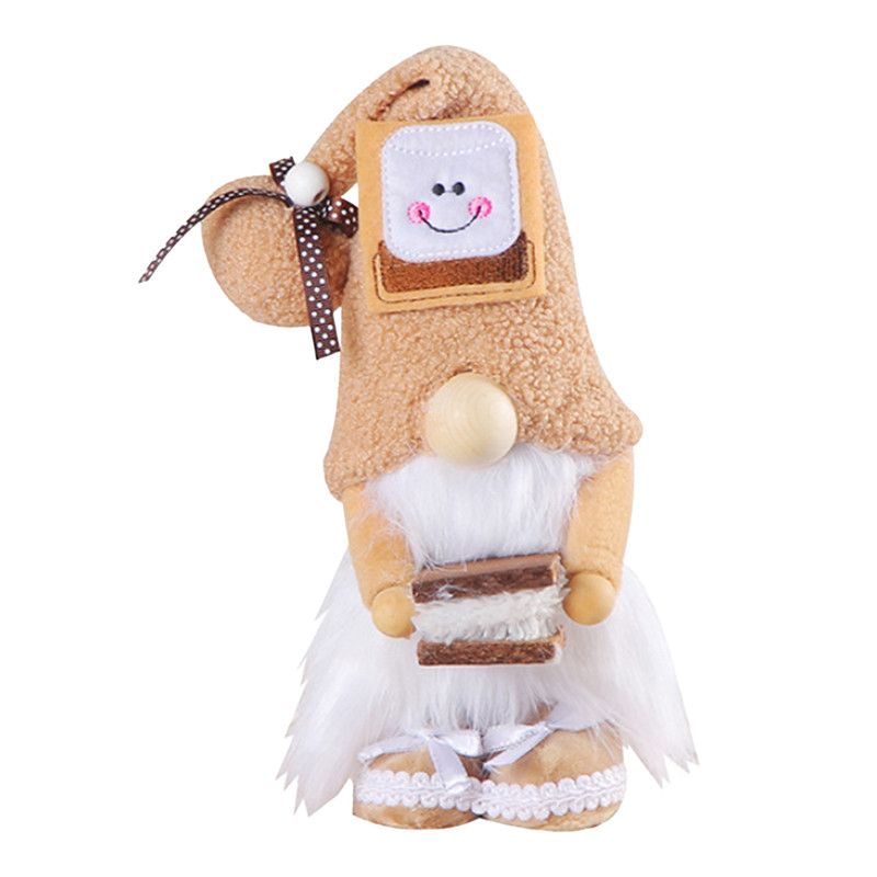 1pc Plush standing gnome doll — faceless old man figurine, festive tabletop ornament and gift.Smiley face cake gnome