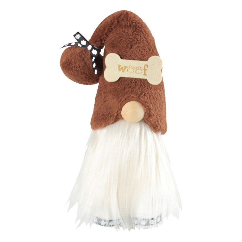 1pc Plush standing gnome doll — faceless old man figurine, festive tabletop ornament and gift.DOG series white beard gnome