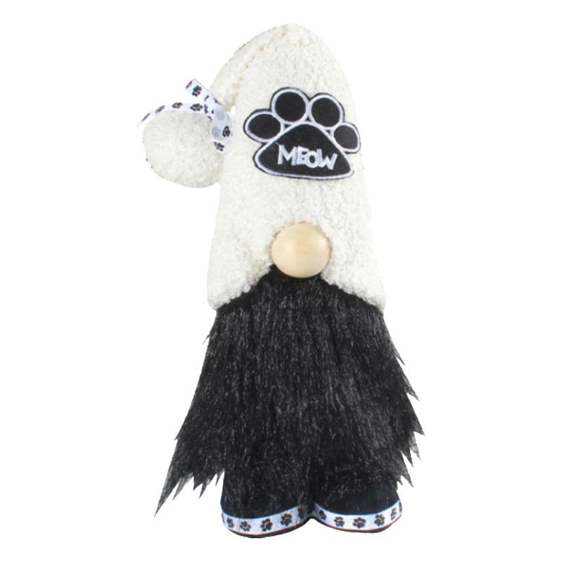 1pc Plush standing gnome doll — faceless old man figurine, festive tabletop ornament and gift.DOG series black beard gnome