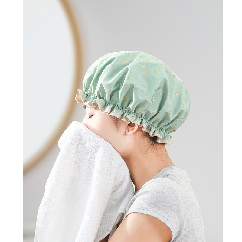 Women's Double-Layer Waterproof Shower Cap-pink