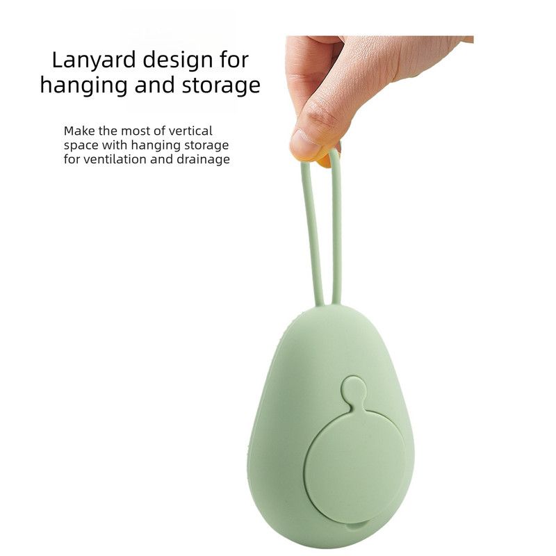 Avocado Shape Silicone Bath Brush Refillable Body Shower Brush with Hanging Loop-Green