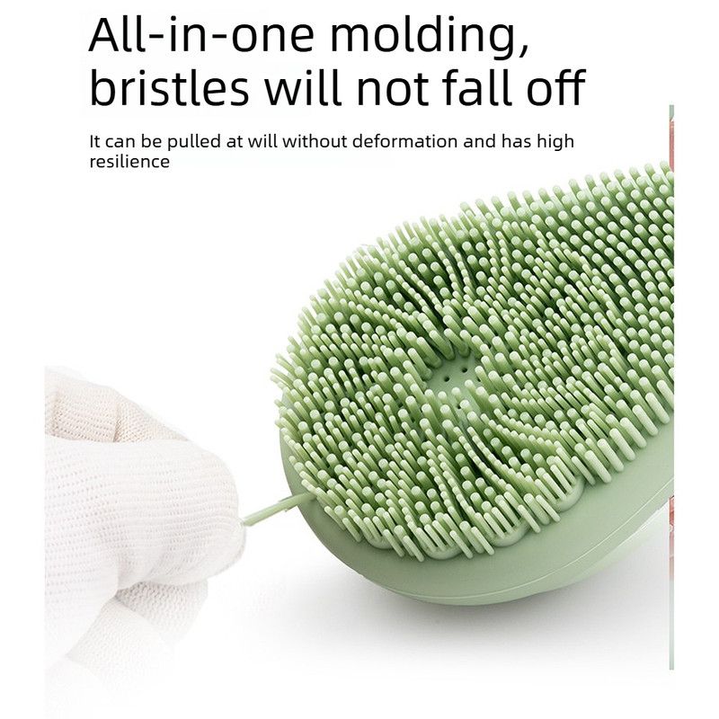 Avocado Shape Silicone Bath Brush Refillable Body Shower Brush with Hanging Loop-Green