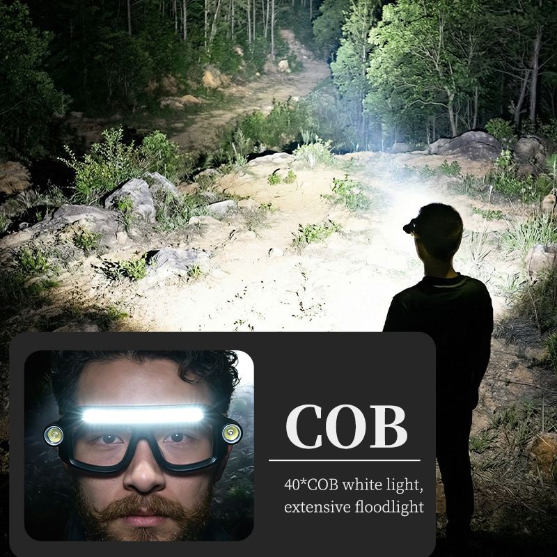 Rechargeable LED Work Safety Goggles with Head Torch Light Impact Resistant Protective Glasses for Hiking Camping Repair Night Work-Yellow
