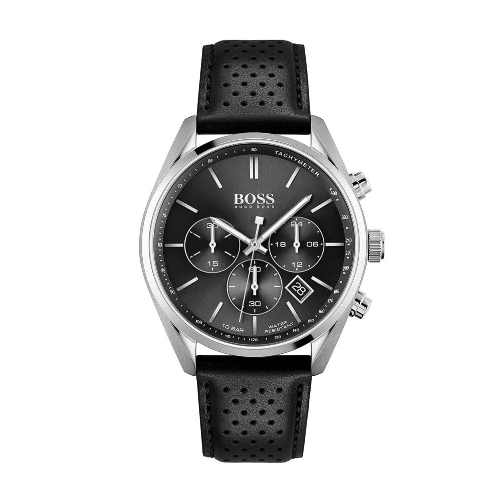Hugo Boss 1513816 Champion Men's Watch, 44mm Silver Stainless Steel Chronograph Wrist Watch for Men, 100M Water Resistant
