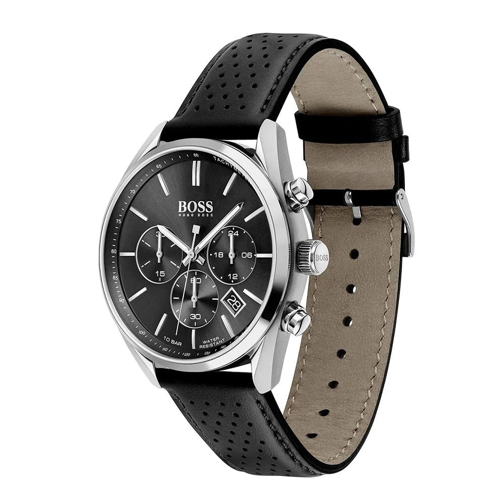 Hugo Boss 1513816 Champion Men's Watch, 44mm Silver Stainless Steel Chronograph Wrist Watch for Men, 100M Water Resistant