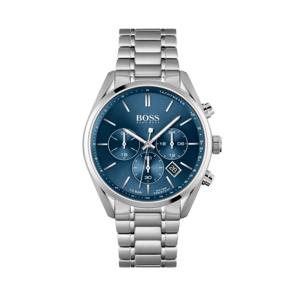 Hugo Boss 1513818 Champion Men's Watch, 44mm Black Ion Plated Stainless Steel Chronograph Wrist Watch for Men, 50M Water Resistant