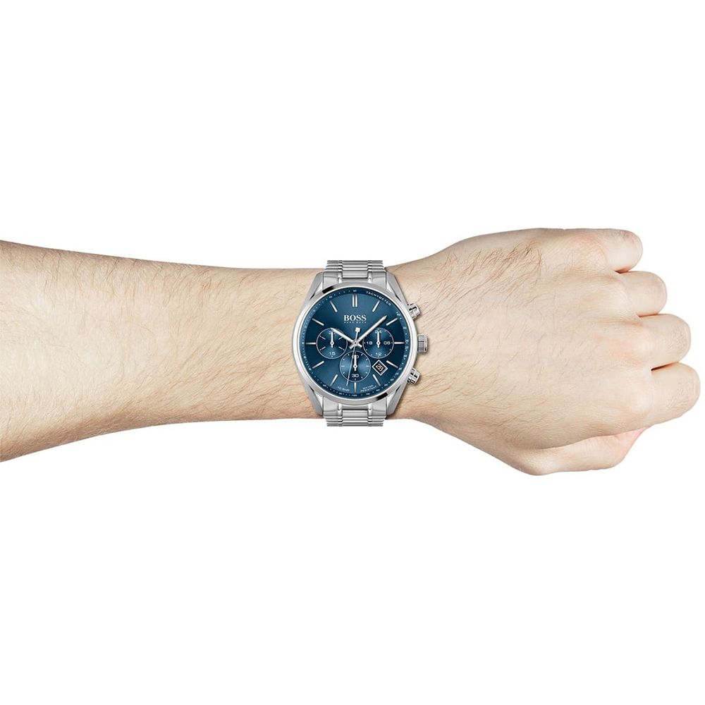 Hugo Boss 1513818 Champion Men's Watch, 44mm Black Ion Plated Stainless Steel Chronograph Wrist Watch for Men, 50M Water Resistant