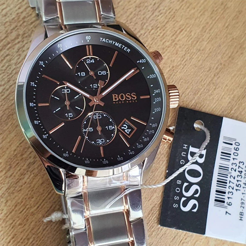 Hugo Boss 1513473 Watch Steel Watch Argenta Gilded Rose Black Dial Man