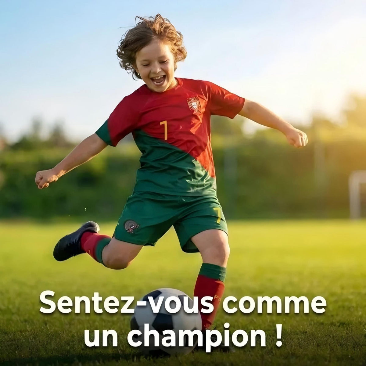 Kids Unisex Soccer Uniform 3‑Piece Set, Short Sleeve Football Jersey Shorts Socks for 110‑120 Centimeters Height Children