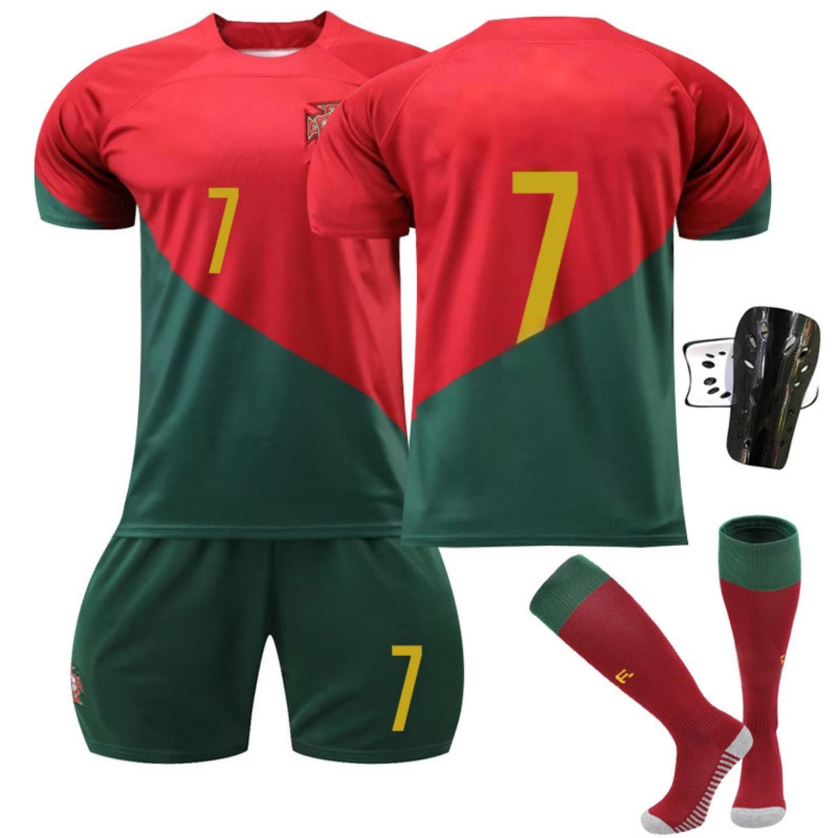 Children’s Football Sport Outfit 3‑Piece Kit, Short Sleeve Soccer Jersey Shorts Socks Set for 120‑130cm Boys Girls