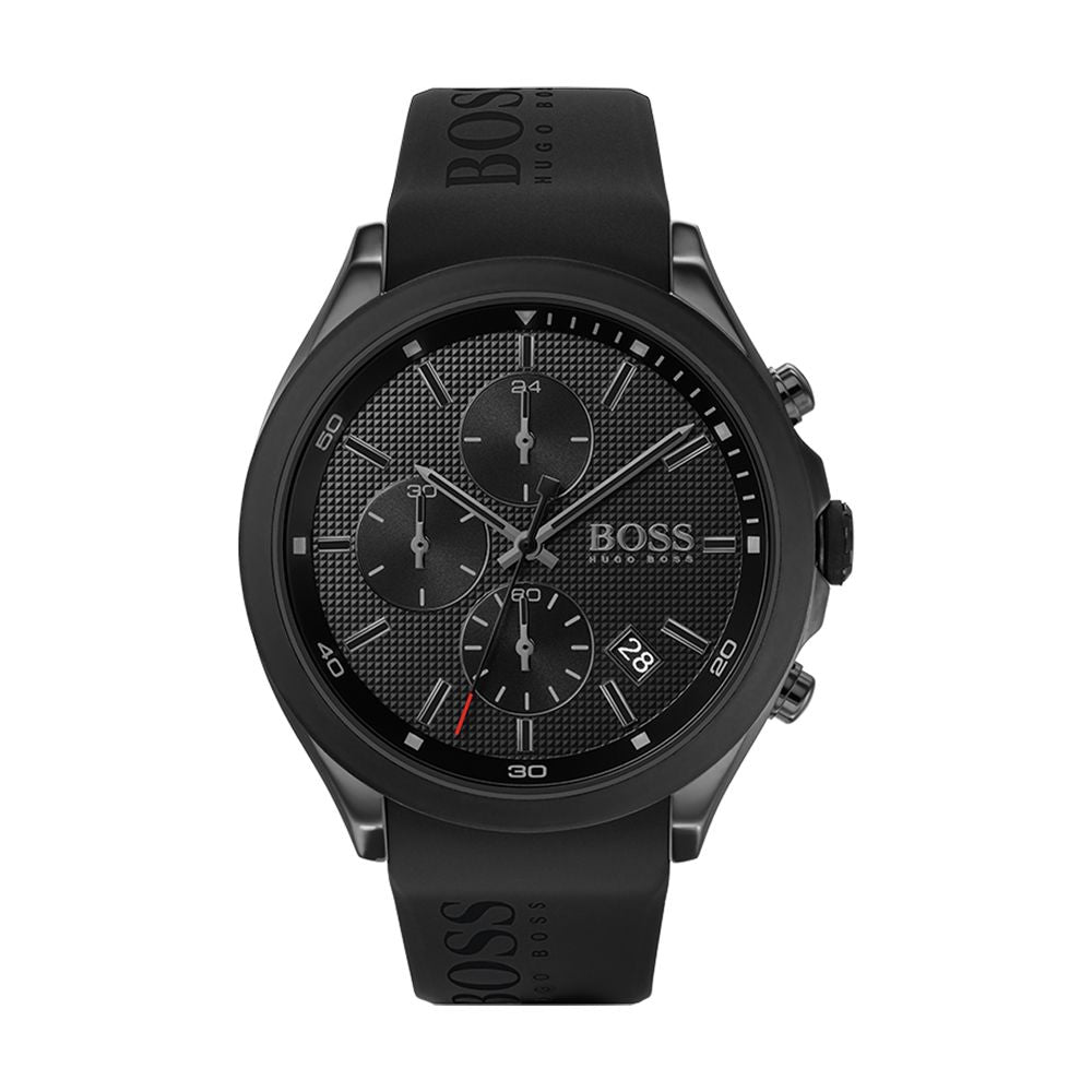 NEW HUGO BOSS VELOCITY 1513720 BLACK RUBBER STRAP MENS WATCH GIFT