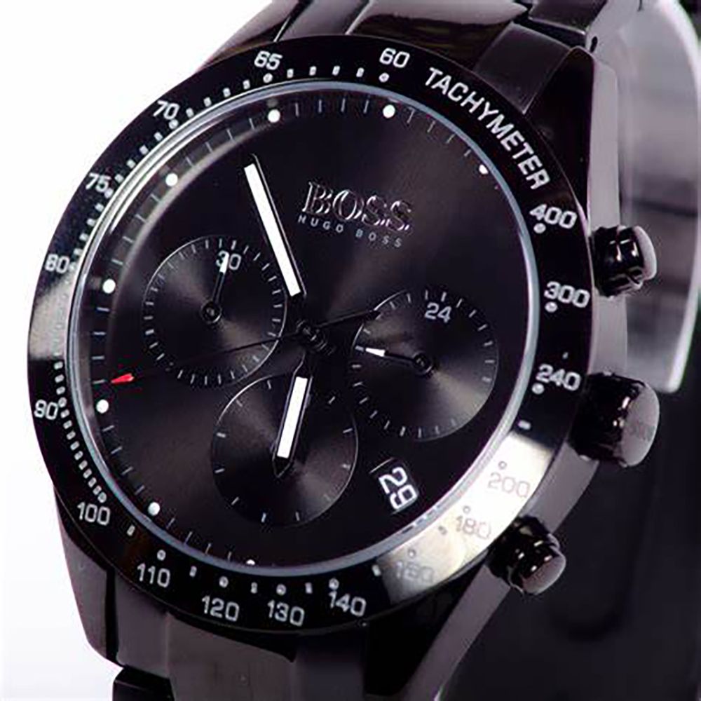 Hugo Boss 1513581 Grand Prix Men's Watch, 44mm Black Stainless Steel Chronograph Wrist Watch for Men