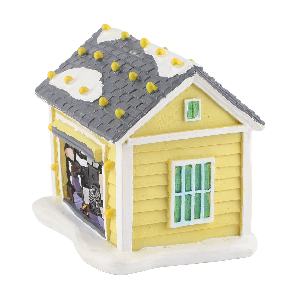 Christmas Village House LED Lighted Desk Building Resin House Statue Ornaments for Tabletop Centerpiece Fireplace Mantel