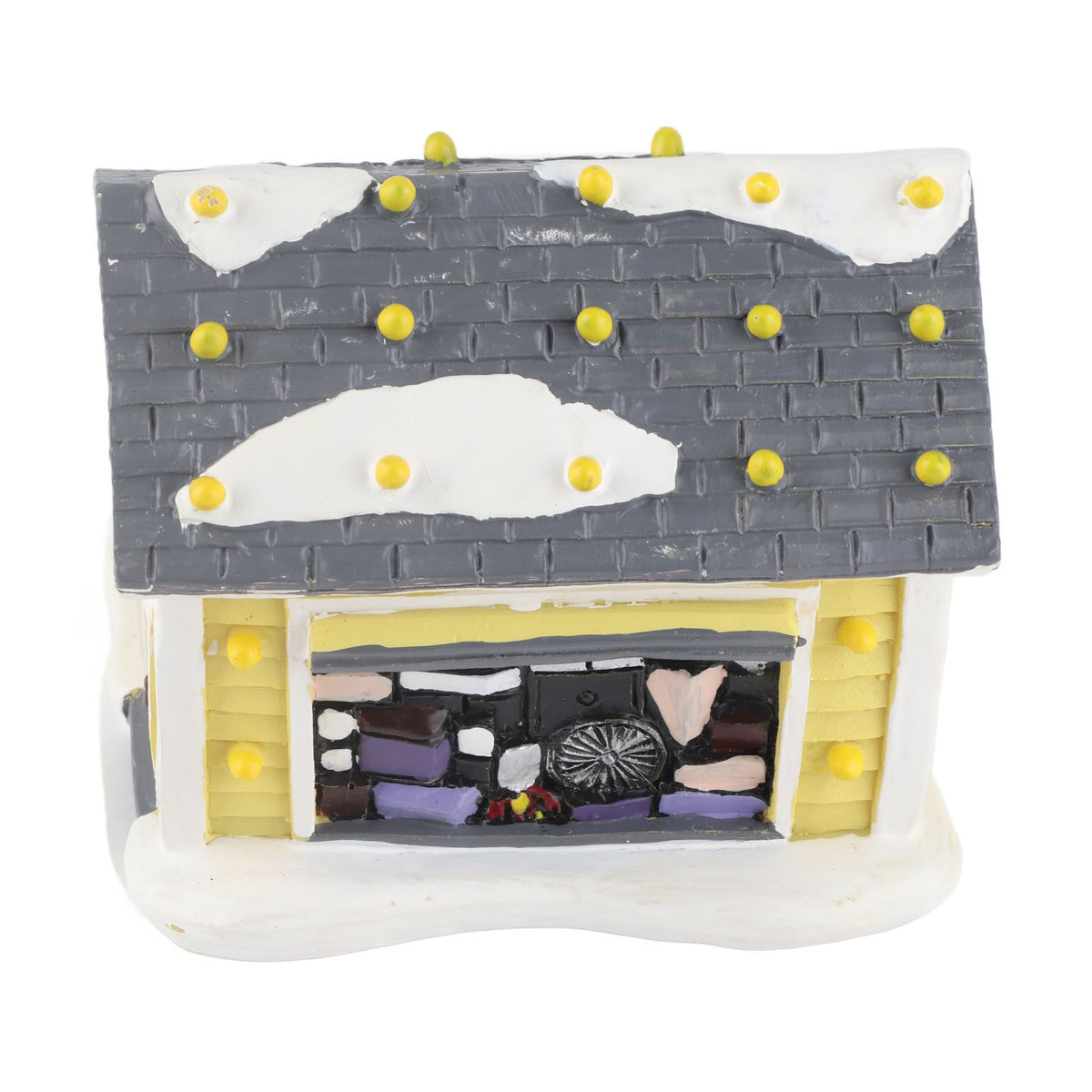 Christmas Village House LED Lighted Desk Building Resin House Statue Ornaments for Tabletop Centerpiece Fireplace Mantel