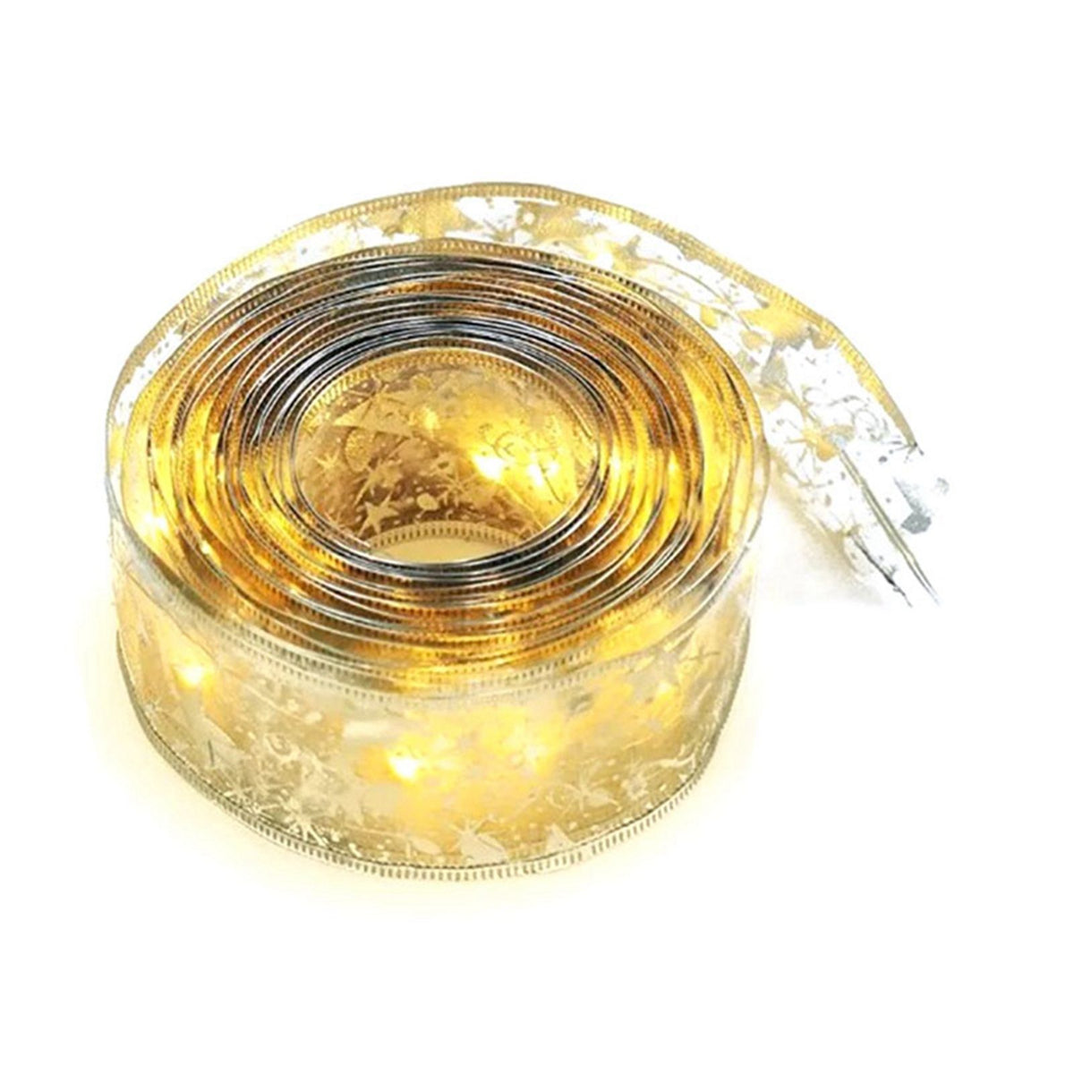 Christmas Ribbon Fairy Lights Gold Ribbon Warm Light 50 LED Christmas Tree Ribbon for Christmas Decorations 164ft