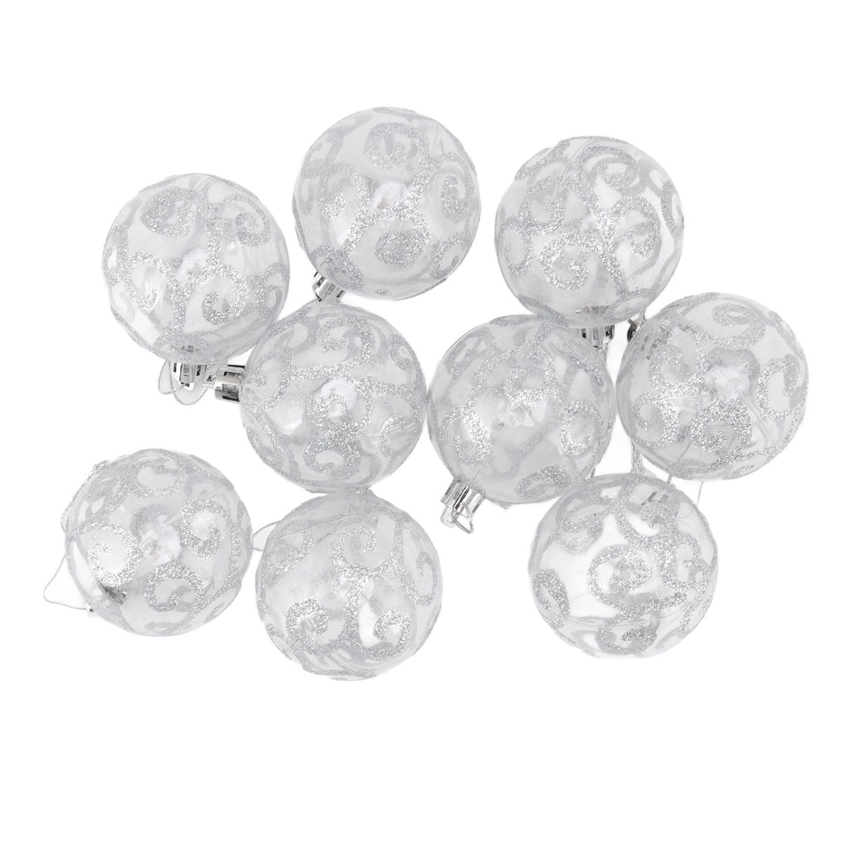 9Pcs Christmas Ball Ornaments Exquisite Plastic Shatterproof Hanging Christmas Tree Ornaments for Home Silver