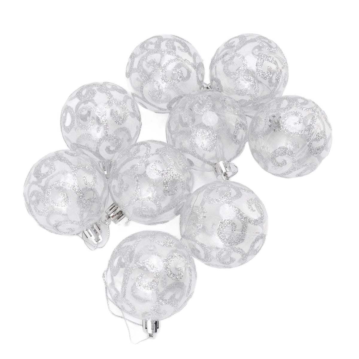 9Pcs Christmas Ball Ornaments Exquisite Plastic Shatterproof Hanging Christmas Tree Ornaments for Home Silver