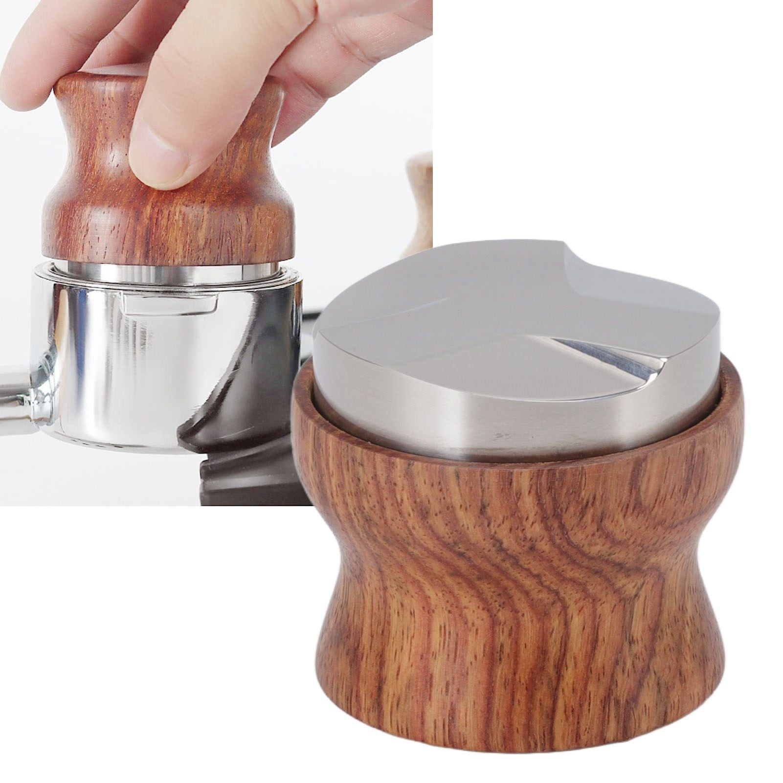 Coffee Distributor Stainless Steel Rosewood Coffee Tamper Leveler for Coffee Accessories 53mm / 2.1in