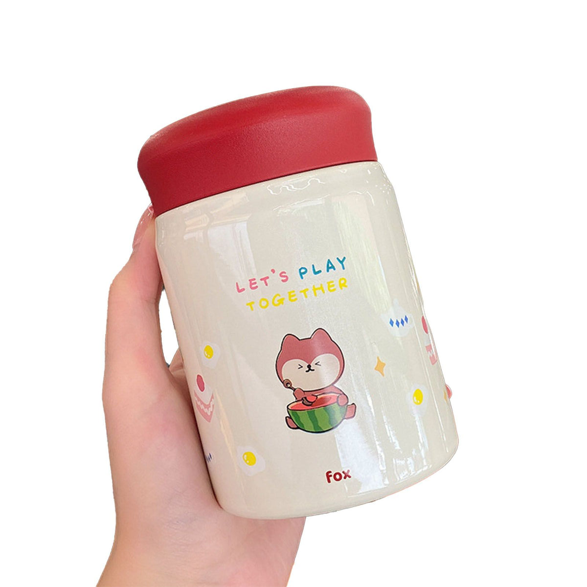 320ml Stainless Steel Insulated Vacuum Food Jar Cup Container with Lid for Outdoor Cartoon Portable Bottle Fox