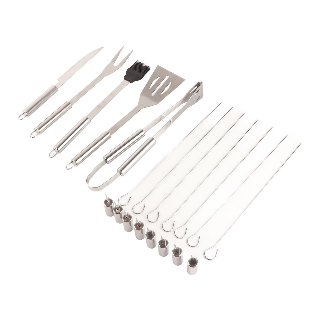 20pcs Barbecue Utensils Food Grade Stainless Steel Skewer Fork Knife BBQ Tool Set for Camping Hiking